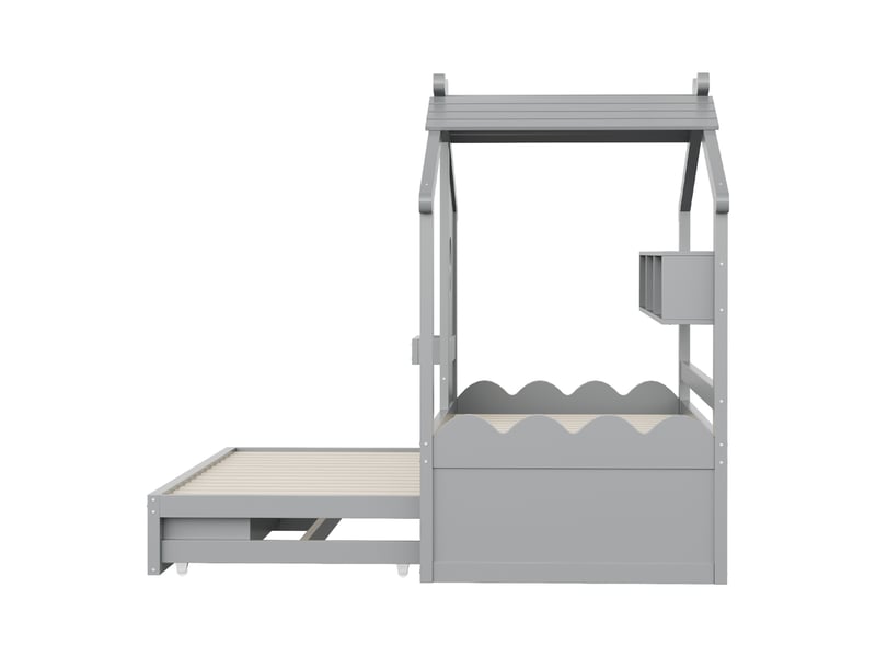  Lit enfant 90x200 cm - lit gigogne 90x200 cm - led rgb connectée et prises usb - 2 tiroirs - gris  - Conforama A