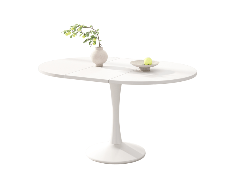  Table à manger extensible ovale blanche 100140 x 100 x 75 cm  - Conforama A