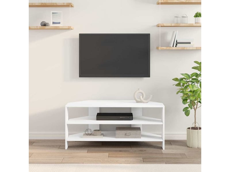  Meuble tv - banc tv - meuble de rangement d'angle 102x40,5x45cm blanc bois d'ingénierie  - Conforama D