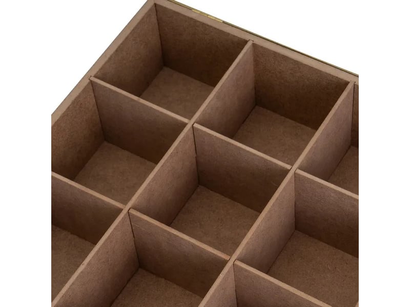  Lot de 2 boîte de rangement vitrée multifonctions à 9 compartiments en mdf effet bois - longueur 24 x profondeur 24 x hauteur 8 cm  - Conforama D