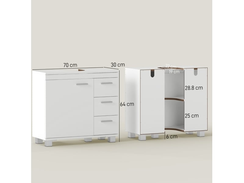  Meuble sous lavabo 70 cm avec rangement blanc evryae  - Conforama E