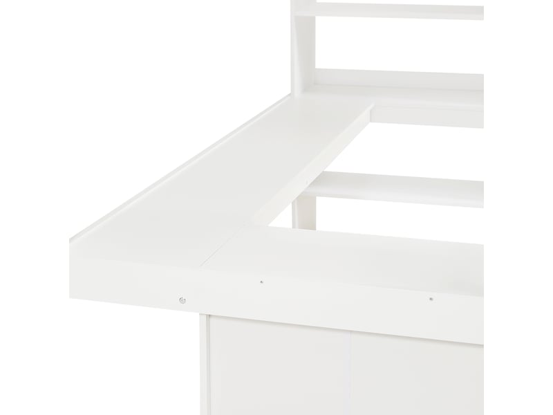  Lit mezzanine 90x200 blanc avec rangement et échelle pour enfant  - Conforama W
