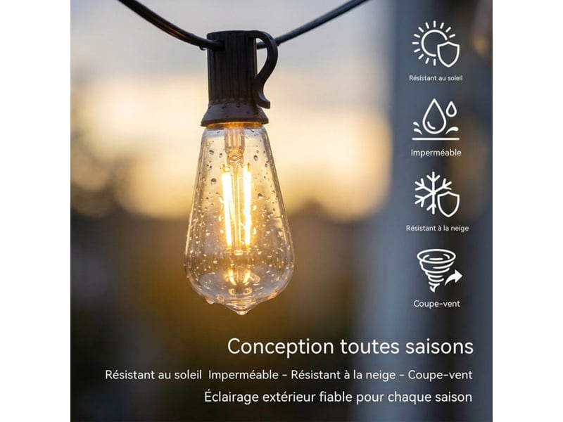  Guirlande lumineuse suspendue exterieur 36,5 m st38 62 ampoules led e12 blanc chaud ip45 414350_AABUE98951_6_DROPFR - Conforama C