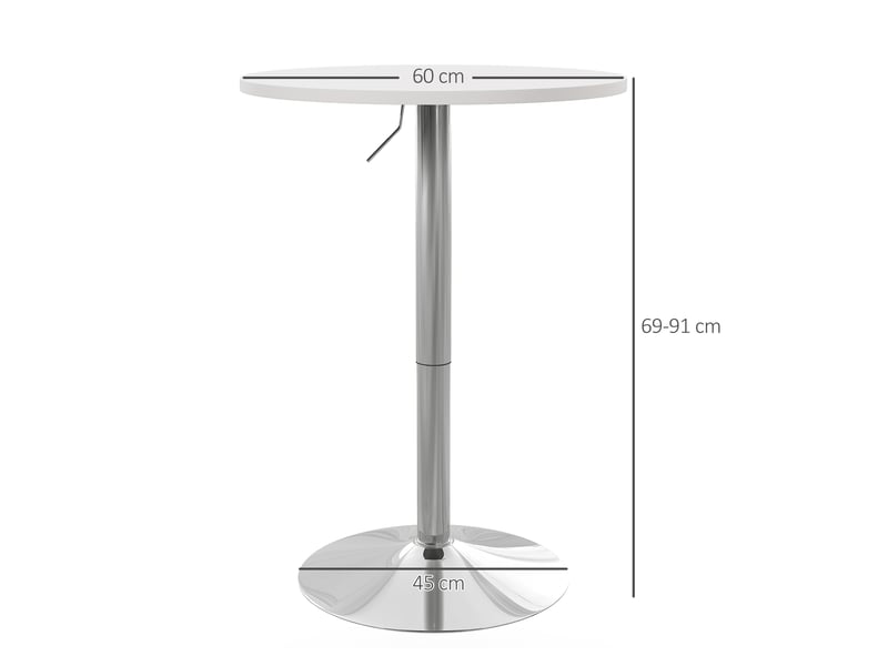  Table de bar,table haute de cuisine, mange-debout mdf, acier blanc 60x60x91cm  - Conforama E
