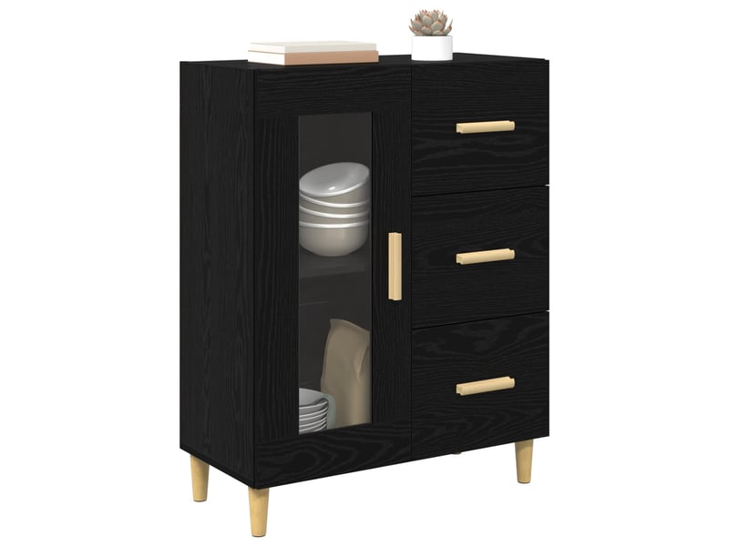 Buffet - bahut - meuble de rangement chêne noir 69,5 x 34 x 90 cm bois d'ingénierie - Conforama C