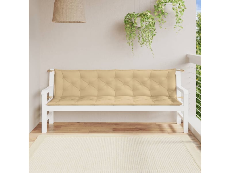  Lot de 2 coussins de banc de jardin, coussins d'assise beige mélangé tissu cf58629  - Conforama C