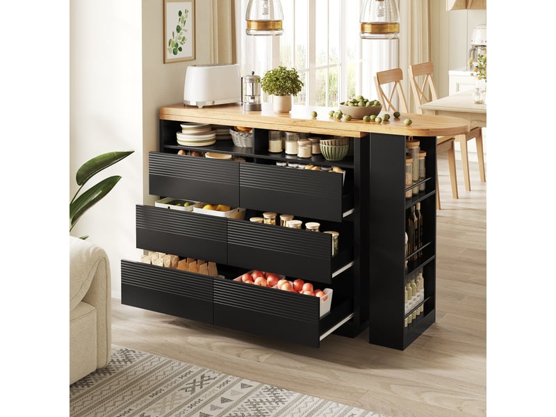  Meuble de cuisine muvano, table de bar extensible noire en mdf, longueur de 137 à 215 cm  - Conforama C