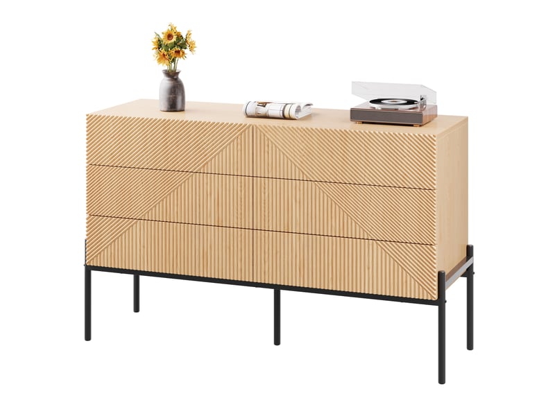  Meuble de rangement 115,5 cm décor bois, 6 tiroirs à relief géométrique Fay Lum - Conforama A
