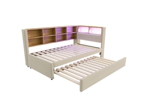 Lit banquette 90x200 cm    coloris beige