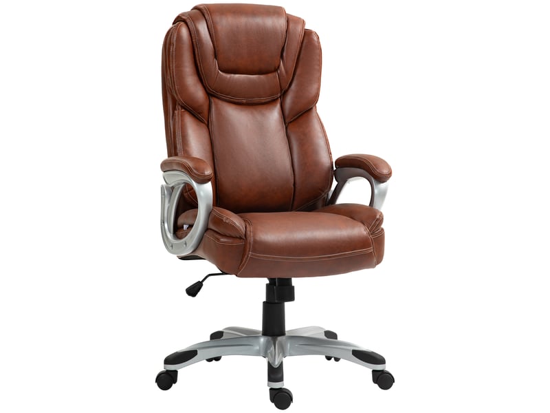 Chaise de bureau fauteuil de bureau avec fonction bascule roulettes pivotantes 360° 66 x 75,5 x 115,5-124,5 cm marron - Conforama A