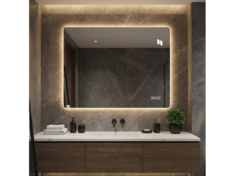  Miroir de salle de bains led sans cadre 60x80 cm argenté antibuée  - Conforama B