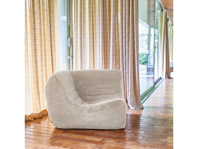 Chauffeuse d'angle velours côtelé 1 place crème - sokol  - Conforama C