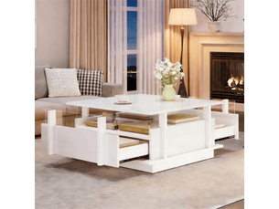 Table basse carré(e) coloris blanc LPOSPI - 70 cmx70 cm