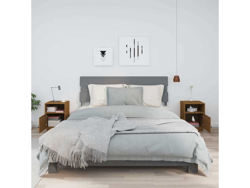  Lot de 2 tables de chevet - cabinet de chevet - table de nuit marron miel 40x34x55cm bois de pin massif  - Conforama B
