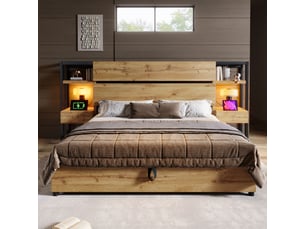 Lit coffre 180x200 cm <strong></strong> <strong></strong> coloris naturel