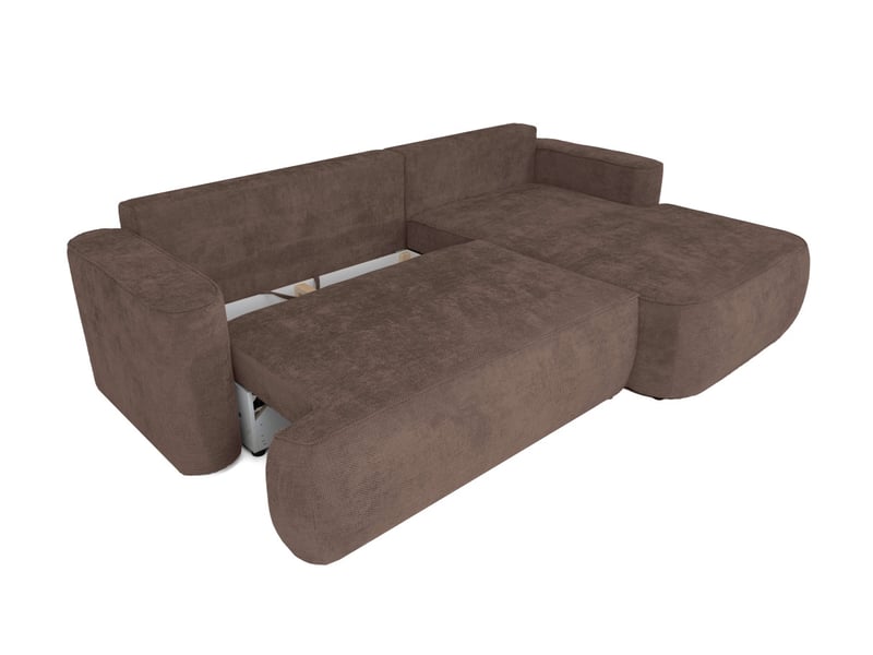  Canapé d'angle droit cassis avec coffre de rangement en tissu chenille - marron CASSIS - Conforama D