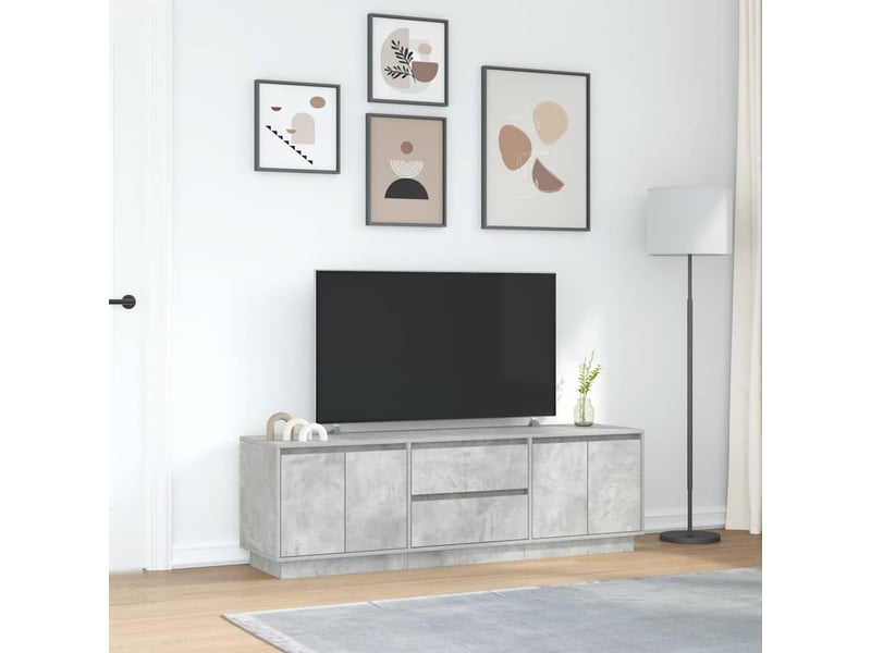 Meuble tv - banc tv - meuble de rangement avec lumières led gris béton 160,5x41x50 cm  - Conforama D