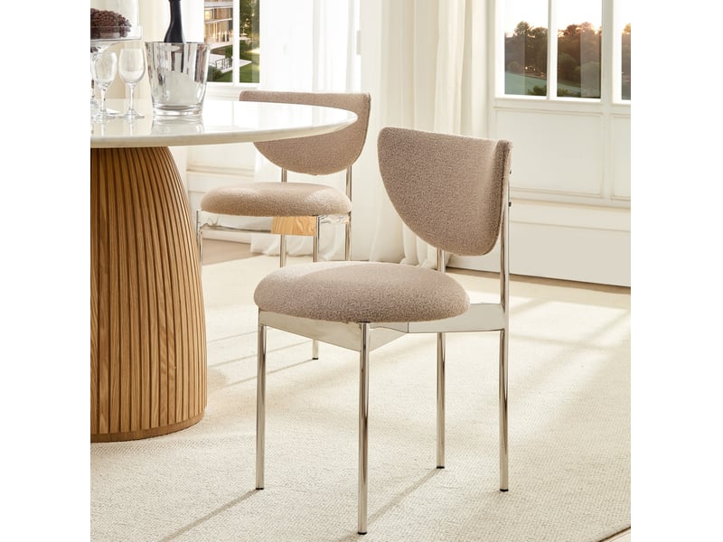  Lot de 2 chaises de salle à manger 45x75 cm style scandinave tissu kaki clair  - Conforama B