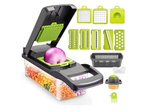 Coupe-légumes multifonction 16 pièces – 11 couteaux type carré, vert