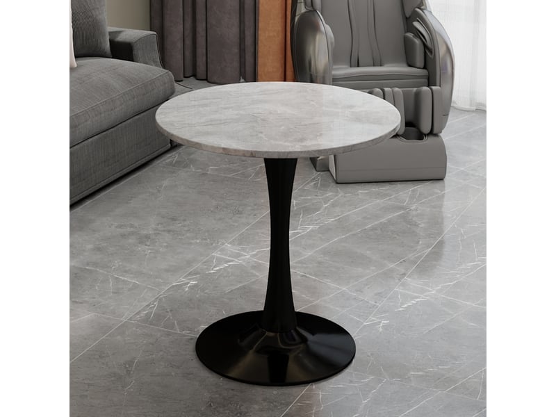  Guéridon,70x70x72 cm,à pied central,marbre artificiel,gris et noir  - Conforama B