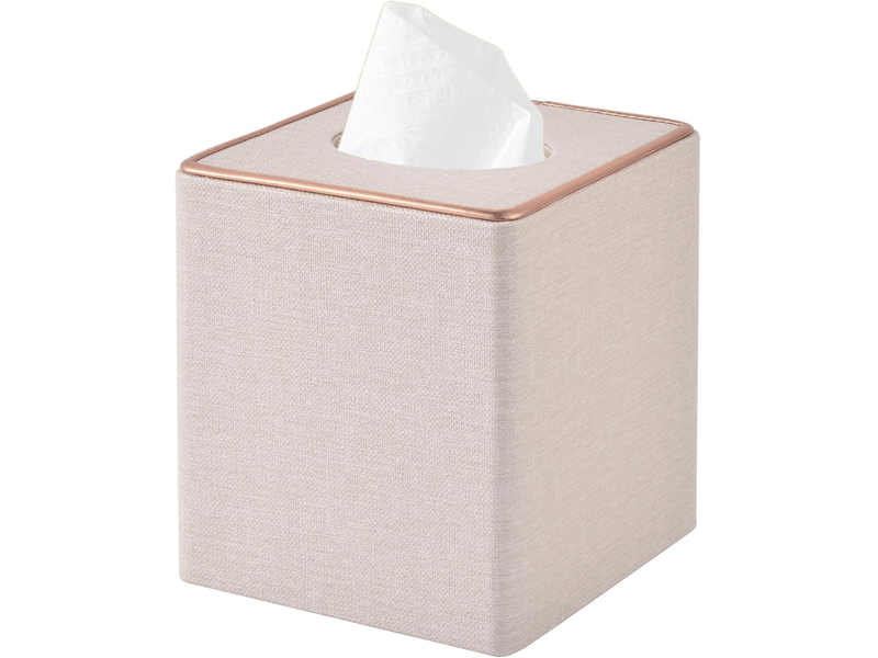  Étui carré en lin pour boîte à mouchoirs - avec base magnétique, pour la maison et le bureau - 1 pièce, 16×14×14cm (beige)  - Conforama A