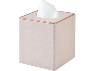 Étui carré en lin pour boîte à mouchoirs - avec base magnétique, pour la maison et le bureau - 1 pièce, 16×14×14cm (beige)