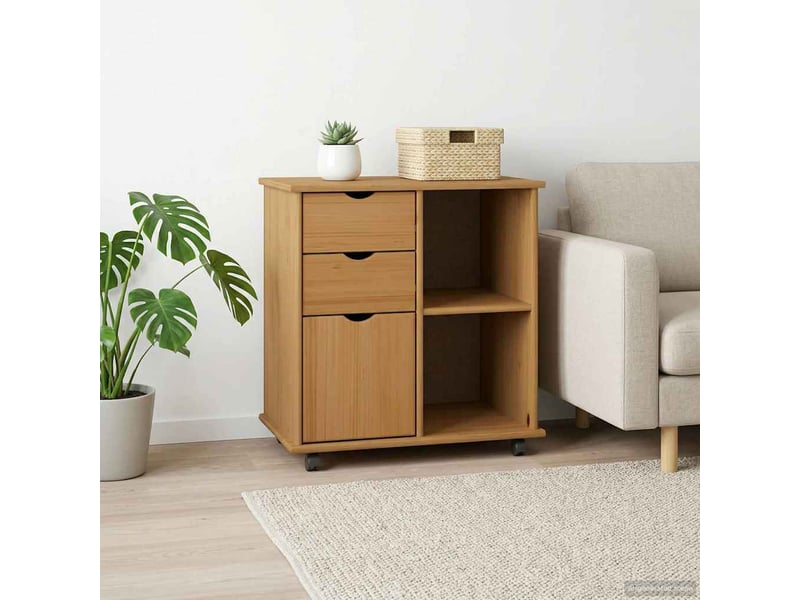  Caisson roulant de bureau 63,5 x 39 x 65,5 cm bois de pin massif shl7650  - Conforama C