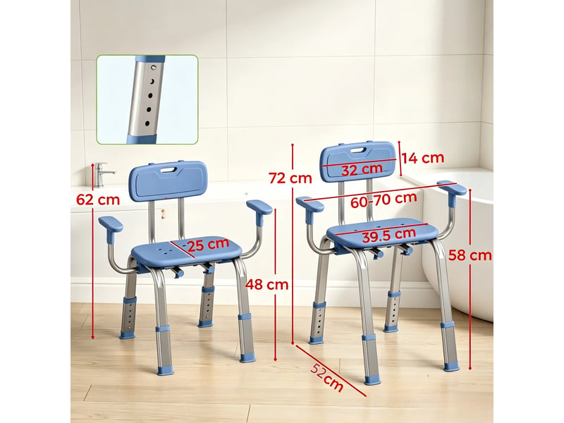 Chaise de douche ergonomique, hauteur et assise réglables pour salle de bain - Conforama C