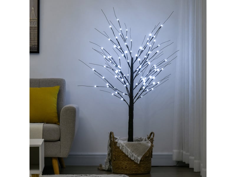  Arbre lumineux led - décoration lumineuse blanc froid - 96 leds - usage intérieur - décoration de noël chambre maison marron - 150 cm  - Conforama D