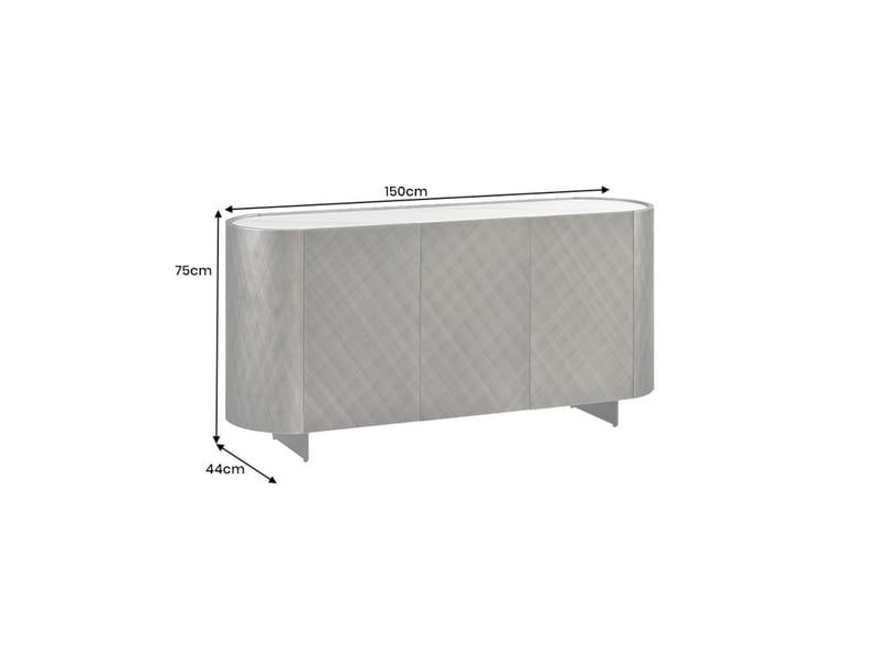 Buffet 150 cm 3 portes 1 tiroir gris et marbre blanc – collection milano - Conforama D
