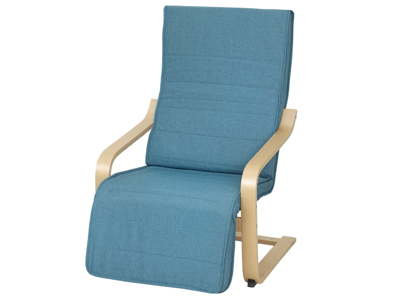  Fauteuil de salon avec repose-pieds réglable, revêtement en lin synthétique, pour bureau ou chambre, 66,5 x 94 x 100 cm, bleu  - Conforama B