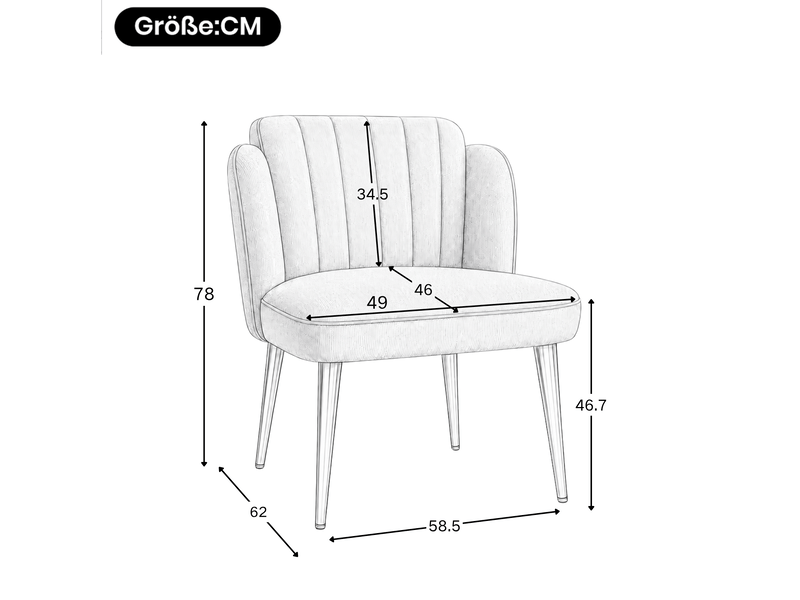  Ensemble de 4 chaises de salle à manger 58,5 x 62 x 78 cm en tissu polyester, métal et bois avec pieds réglables, revêtement vert et structure dorée chicfurn  - Conforama C