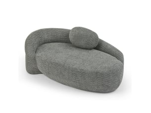 Canapé 1 place en tissu bouclette gris foncé avec coussin appuie-tête