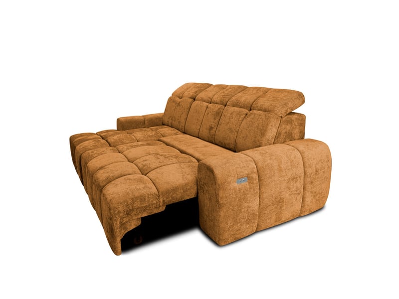  Canapé d'angle gauche relax krabi avec coffre tissu kiara brun doré KRABI-M-KIA858-L - Conforama C