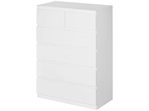 Commode à 6 tiroirs avec système anti-basculement, panneaux de particules, 80 x 39 x 115 cm, blanche
