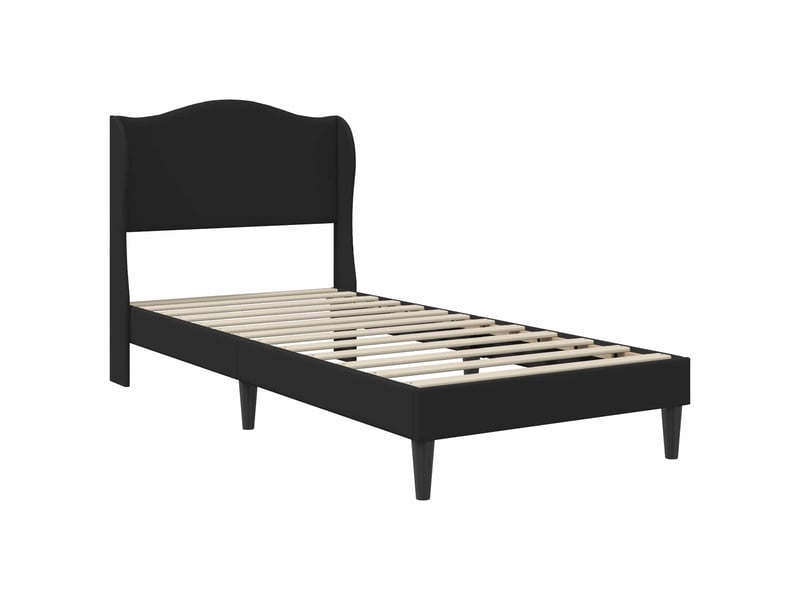  Lit simple- lit adulte -  cadre de lit avec tête de lit noir 90 x 190 cm simili cuir  - Conforama B