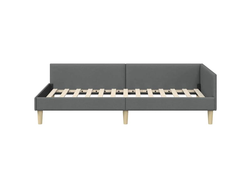  Lit simple- lit adulte -  cadre de lit d'angle gris foncé 90 x 190 cm tissu  - Conforama D