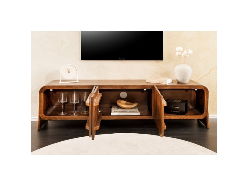  Meuble tv 160 cm bois massif marron – collection natura  - Conforama C