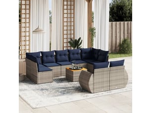Vidaxl ensemble de canapé de jardin 10 pcs avec coussins gris résine tressée