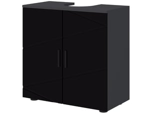 Meuble sous lavabo pour lavabo sur colonne noir, 2 portes, 60 x 30 x 60 cm