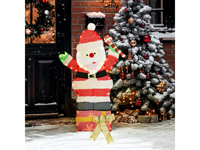  Père noël lumineux de 90 cm avec 97 led blanc chaud, décoration de noël pour intérieur et extérieur  - Conforama D