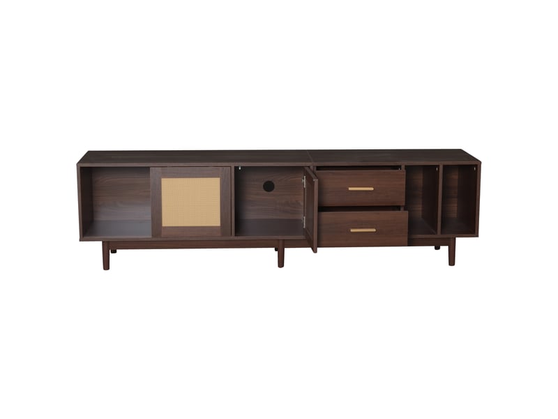Meuble tv marron 190cm mdf meuble tv marron - Conforama E