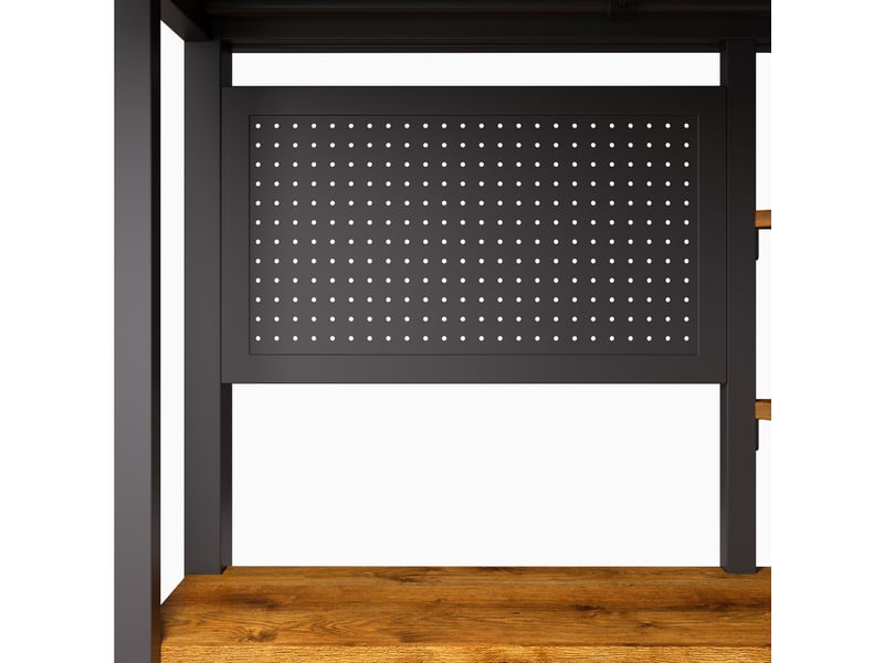  Lit mezzanine 90x200 cm noir avec bureau, rangements, led, usb et usb-c, pour chambre enfant, sans matelas  - Conforama D