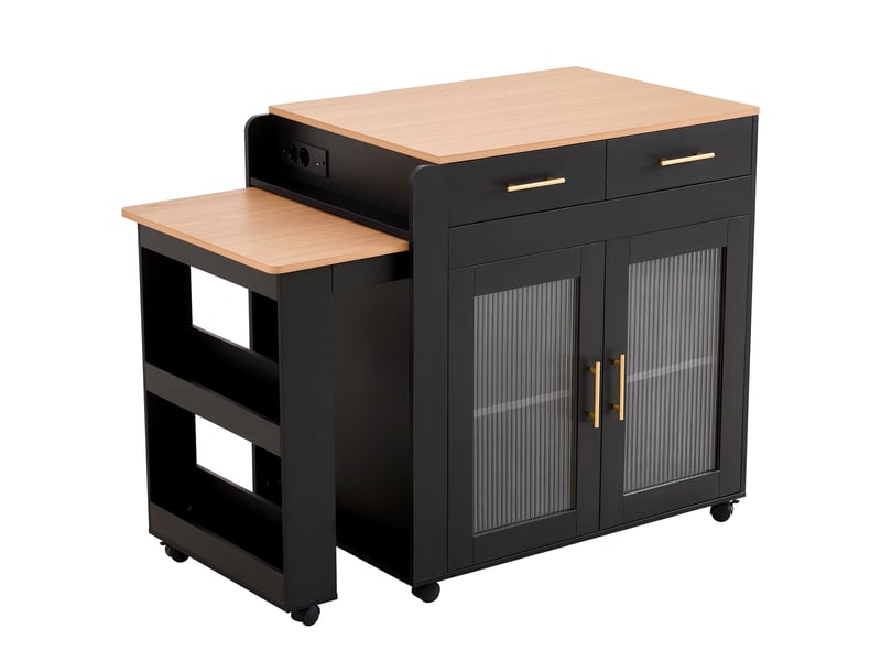 Îlot de cuisine mobile avec table extensible et prises evryae - Conforama A