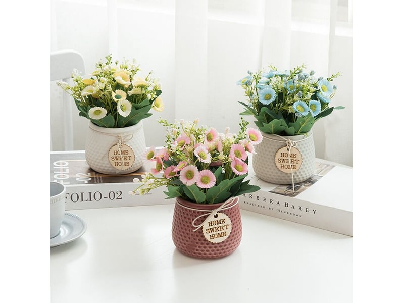  Artificielle faux fleurs,plante artificielle interieur petite,plante artificielle interieur exterieur, fausse plante decoration pour maison salon cuisine chambre,marguerite (rose)lo-ron  - Conforama D