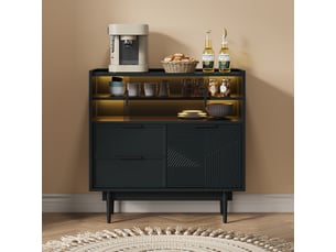 Meuble de rangement sdb 80 cm, porte vitrée, éclairage led, buffet moderne