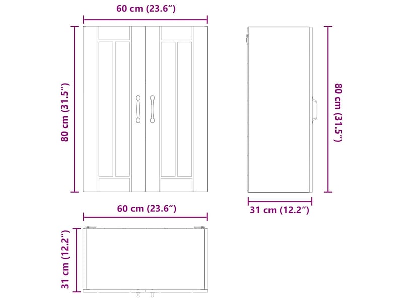 Meuble haut cuisine ; armoire de cuisine chêne artisanal 60 x 31 x 80 cm  - Conforama C