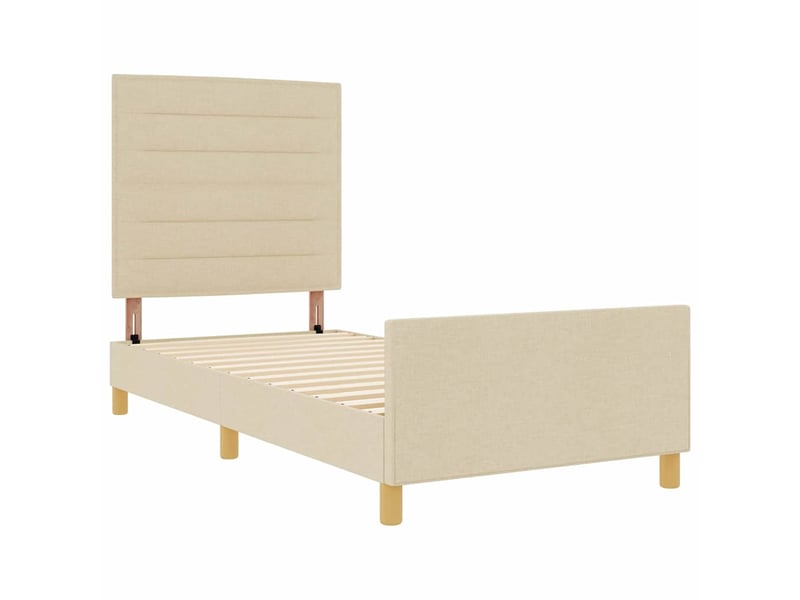  Lit adulte, lit simple, cadre de lit avec tête de lit crème 90x200cm tissu cf2604  - Conforama D