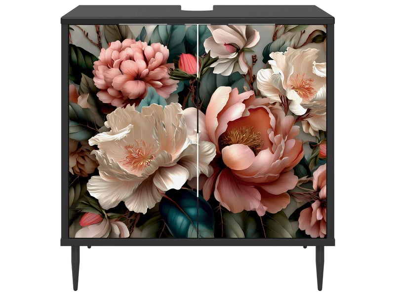  Armoire de salle de bain, meuble de rangement borne chêne noir 60x40x61 cm  - Conforama E