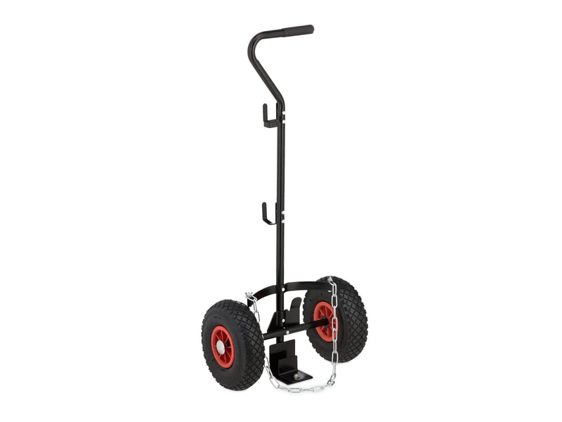  Chariot de transport bouteille de gaz ergonomique 29 x 35 x 85 cm avec crochets pratiques en acier noir 13_0012483  - Conforama A
